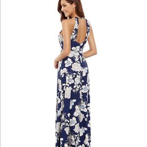 Women's Sleeveless Vintage Floral Print Maxi Dress